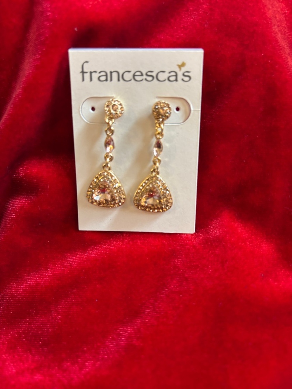 Francesca's Collections Gold Crystal Teardrop Dangle Earrings